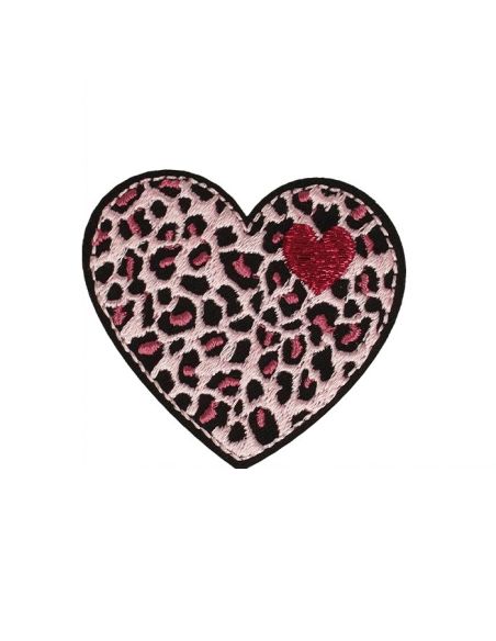 Bügelbild Herz - Rosa Panther