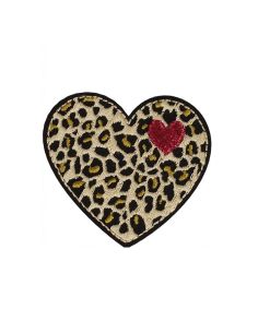 Bügelbild Herz - Beige Panther
