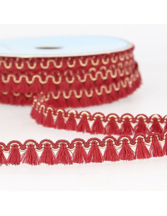 Lurex-Fransenborte 12 mm - Hermès-Rot