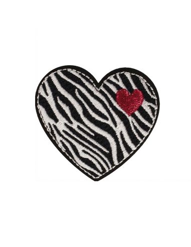 Bügelbild Herz - Zebra