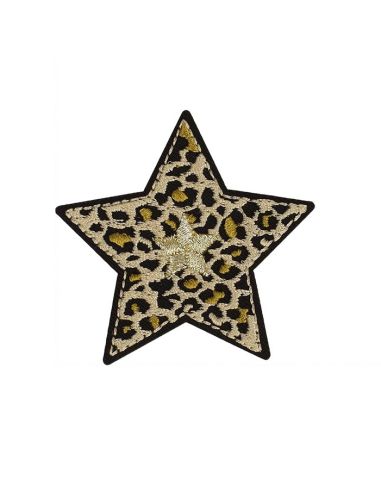 Bügelaufnäher Stern - Beige Panther