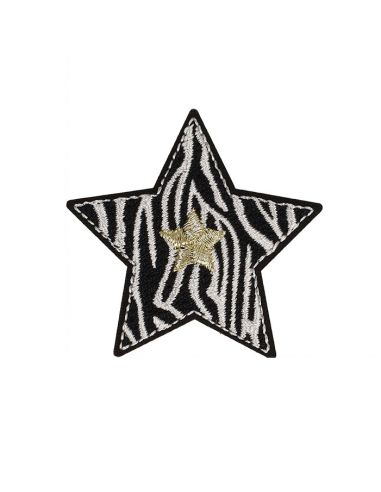 Bügelaufnäher Stern - Zebra