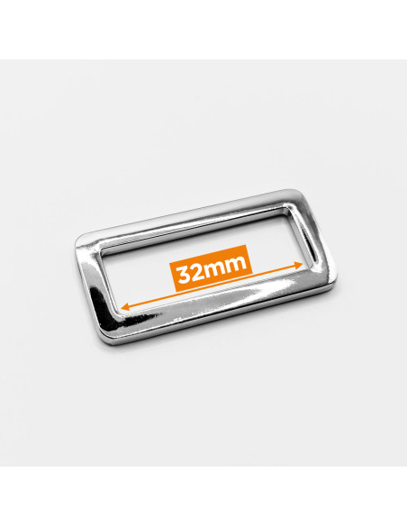 Rechteckige Metallschnalle - Silber 32 mm