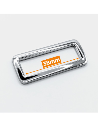 Rechteckige Metallschnalle - Silber 38 mm