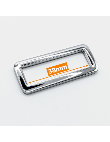 Rechteckige Metallschnalle - Silber 38 mm