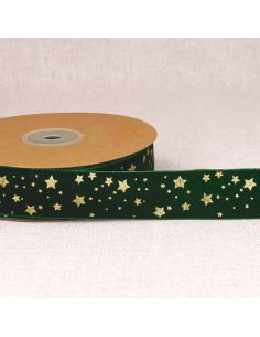 Samtband mit Weihnachtssternen - Grün
