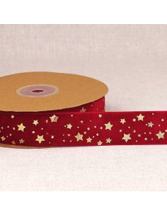 Samtband mit Weihnachtssternen - Rot