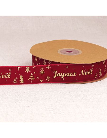 Samtband Frohe Weihnachten - Rot
