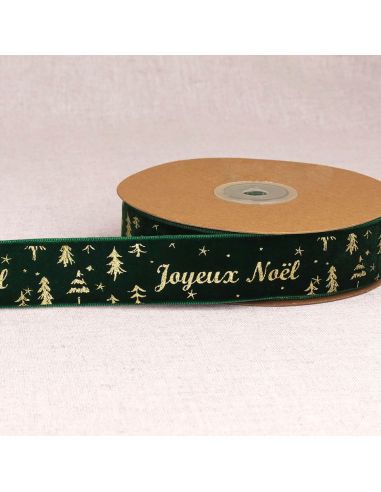 Samtband Frohe Weihnachten - Grün