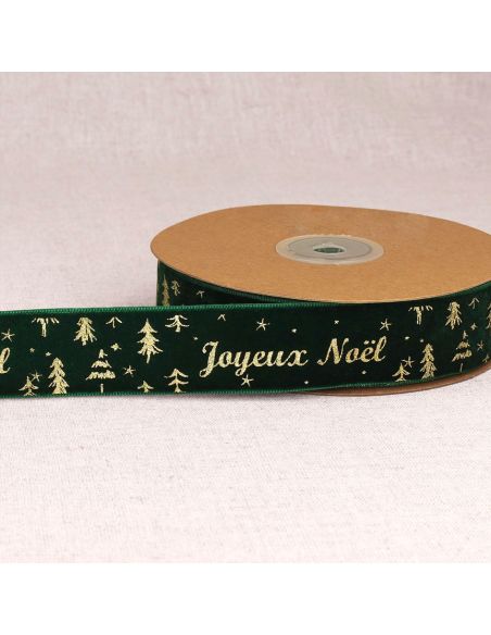 Samtband Frohe Weihnachten - Grün