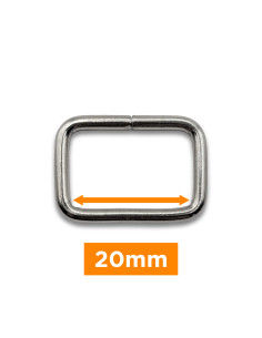 Rechteckige Schnalle - Silber 20 mm