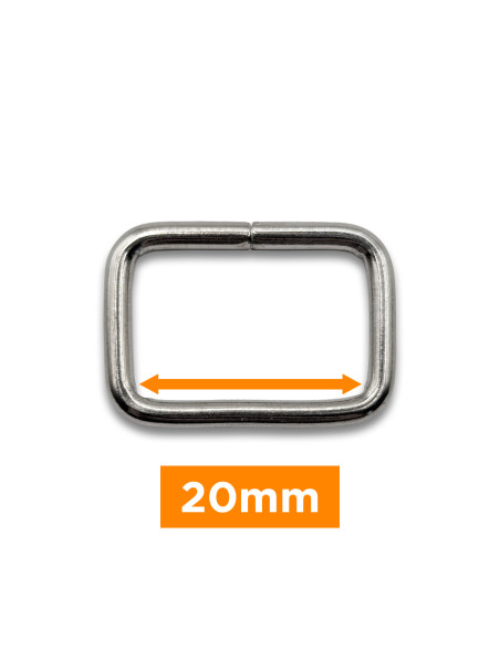 Rechteckige Schnalle - Silber 20 mm
