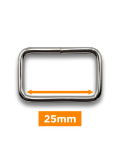 Rechteckige Schnalle - Silber 25 mm