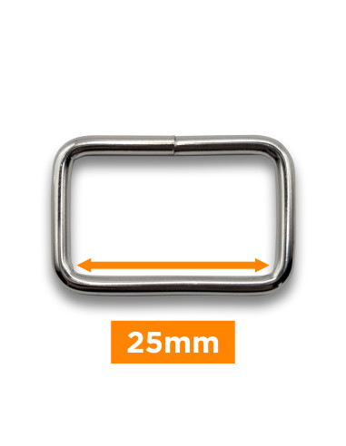 Rechteckige Schnalle - Silber 25 mm