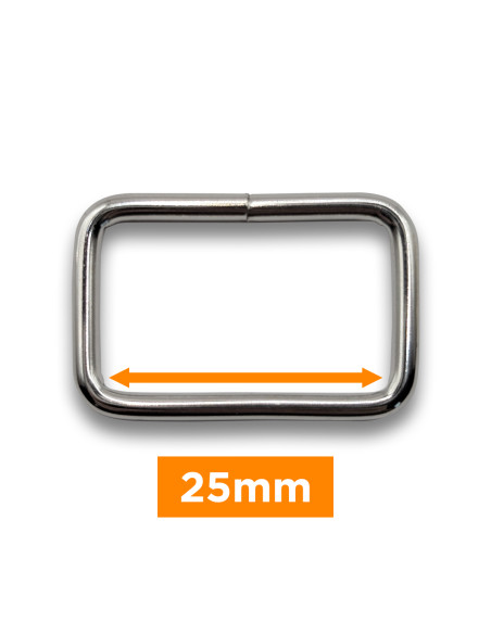 Rechteckige Schnalle - Silber 25 mm
