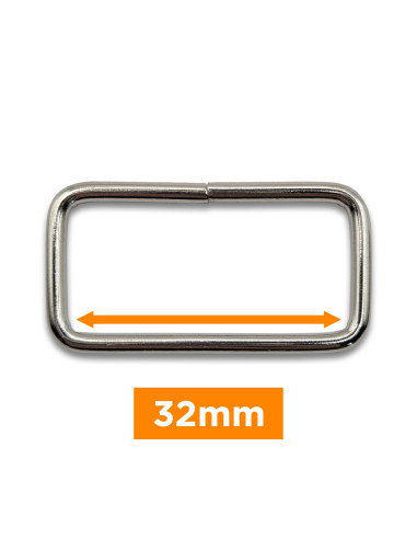 Rechteckige Schnalle - Silber 32 mm