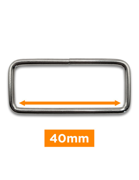 Rechteckige Schnalle - Silber 40 mm