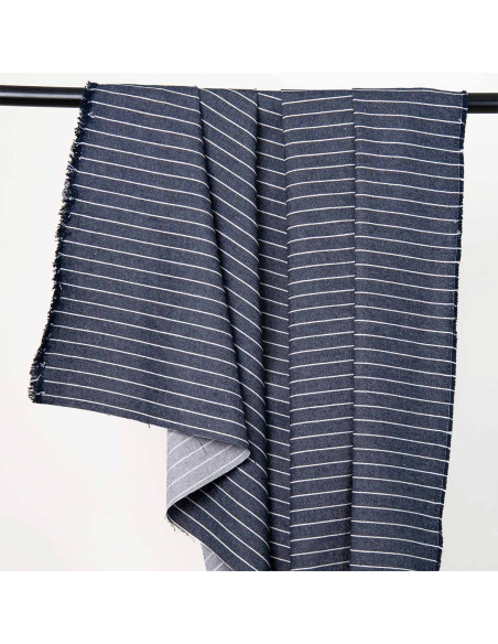 Denimstoff Breite Streifen Mittelblau - Atelier Brunette