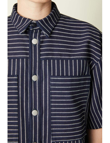 Denimstoff Wide Stripes Mid Blue - Atelier Brunette