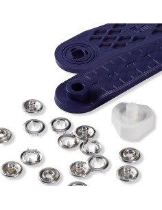 Schachtel mit 10 Jersey-Druckknöpfen Nickel mit Werkzeug 8 mm 2