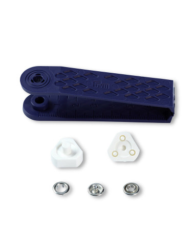 Schachtel mit 10 Jersey-Druckknöpfen Nickel mit Werkzeug 8 mm