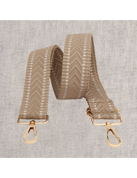 Chevron-Taschengurt mit Karabinern - Beige