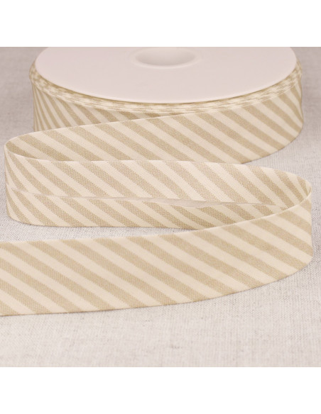 Pastellstreifen Schrägband - Beige