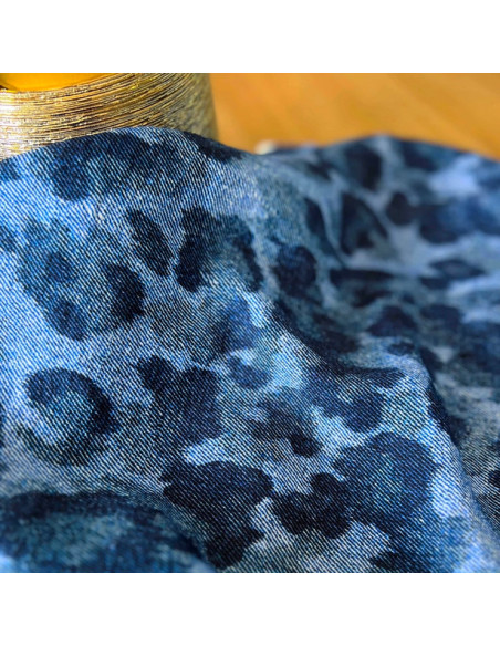 Flammierter Viskosestoff Denim Leopard - My Dress Made