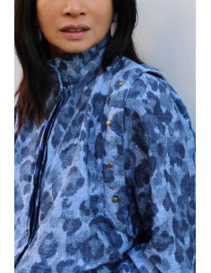 Flammierter Viskosestoff Denim Leopard - My Dress Made 2