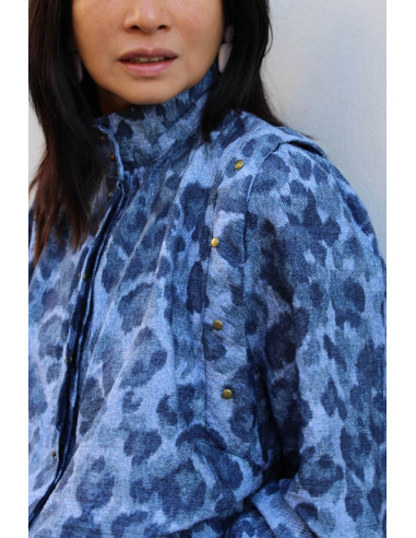 Flammierter Viskosestoff Denim Leopard - My Dress Made