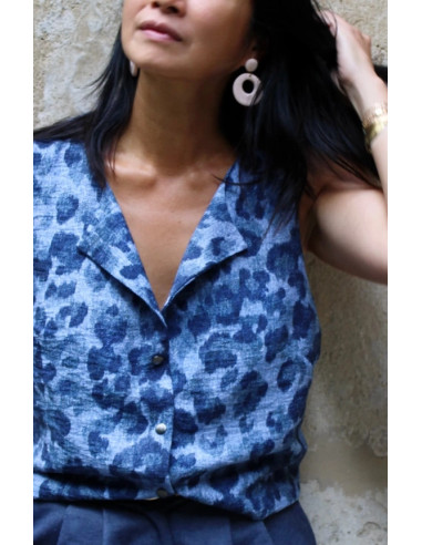 Flammierter Viskosestoff Denim Leopard - My Dress Made