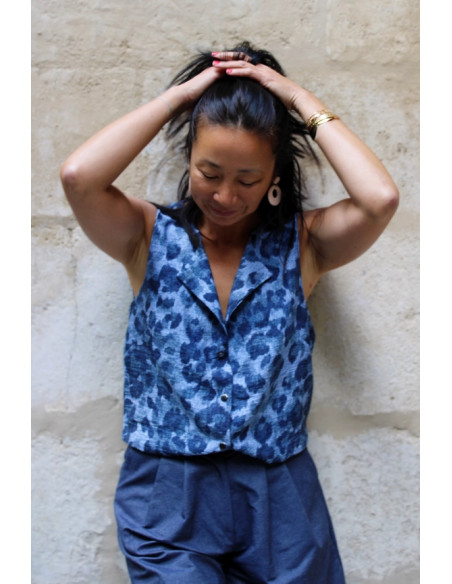 Flammierter Viskosestoff Denim Leopard - My Dress Made