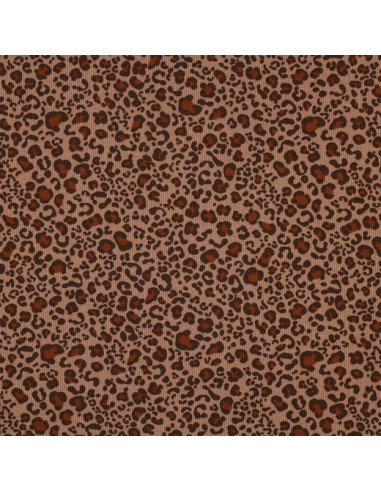 Rippenstrick-Jersey-Stoff aus Baumwolle - Beige Leopard