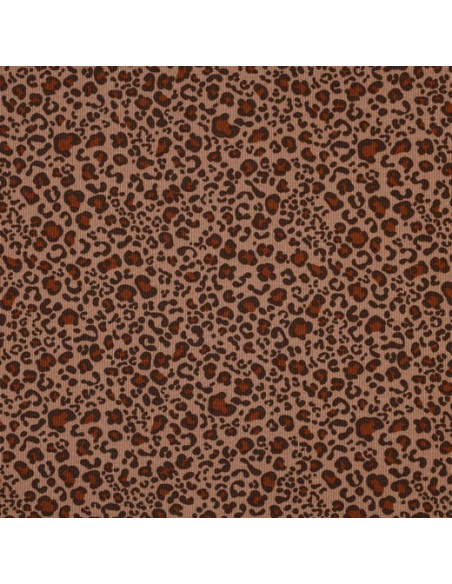 Rippenstrick-Jersey-Stoff aus Baumwolle - Beige Leopard