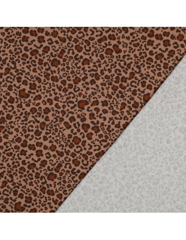 Rippenstrick-Jersey-Stoff aus Baumwolle - Beige Leopard