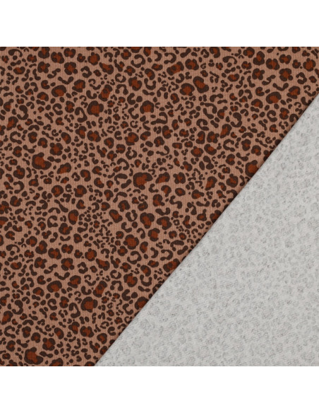 Rippenstrick-Jersey-Stoff aus Baumwolle - Beige Leopard