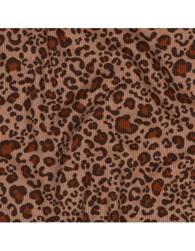Rippenstrick-Jersey-Stoff aus Baumwolle - Beige Leopard