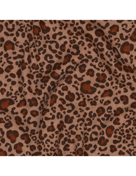 Rippenstrick-Jersey-Stoff aus Baumwolle - Beige Leopard