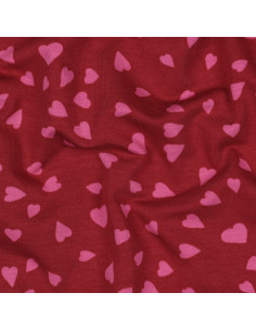 Sweatshirtstoff mit Herzen - Rot