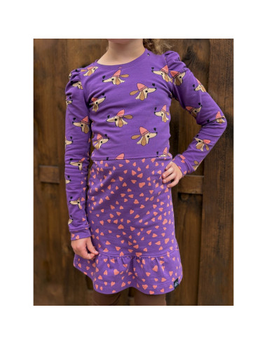 Lila Sweatshirtstoff - Korallenherzen