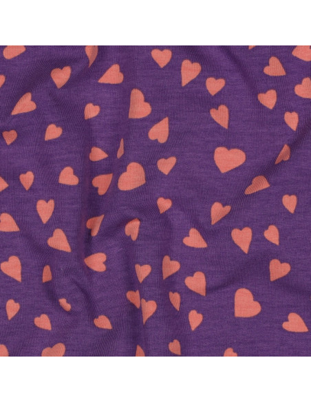 Sweatshirtstoff mit Herzen - Violett