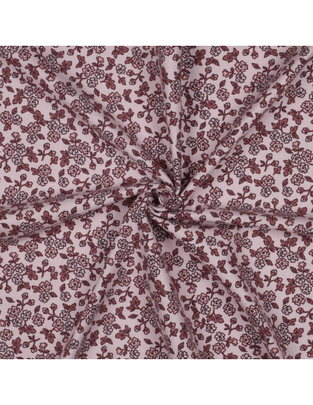 Flanellstoff Blumen - Rosa