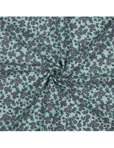 Flanellstoff Blumen - Minze