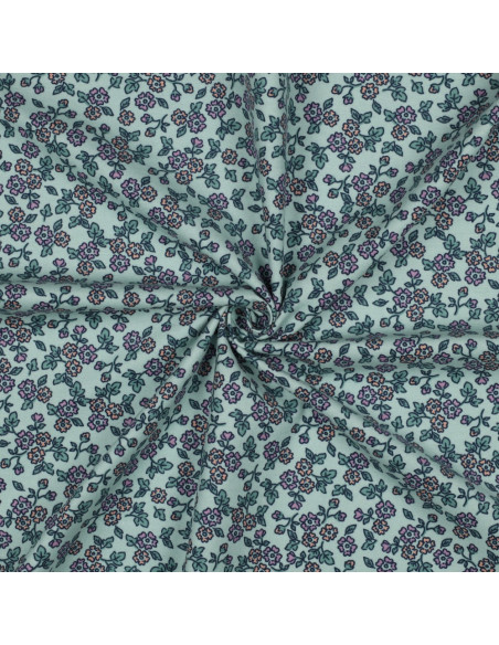 Flanellstoff Blumen - Minze
