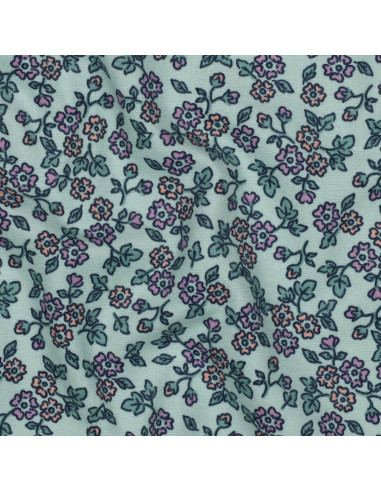 Flanellstoff Blumen - Minze