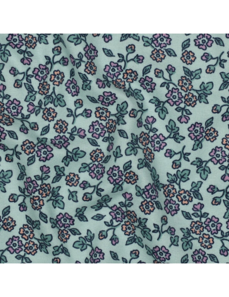 Flanellstoff Blumen - Minze