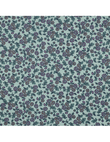 Flanellstoff Blumen - Minze