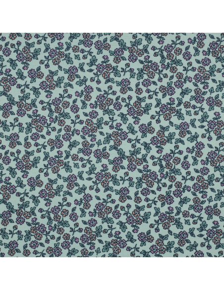 Flanellstoff Blumen - Minze