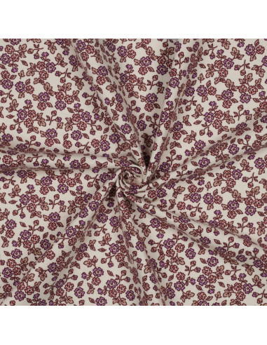 Flanellstoff Blumen - Ecru