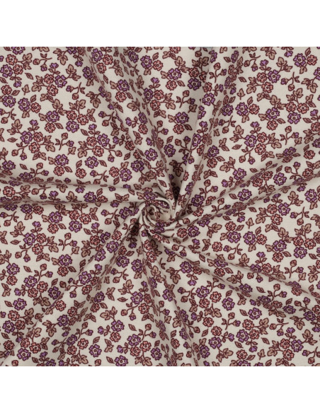 Flanellstoff Blumen - Ecru